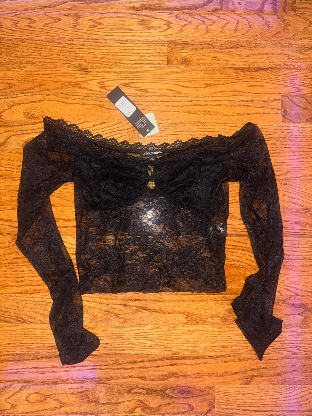 Black lace crop top